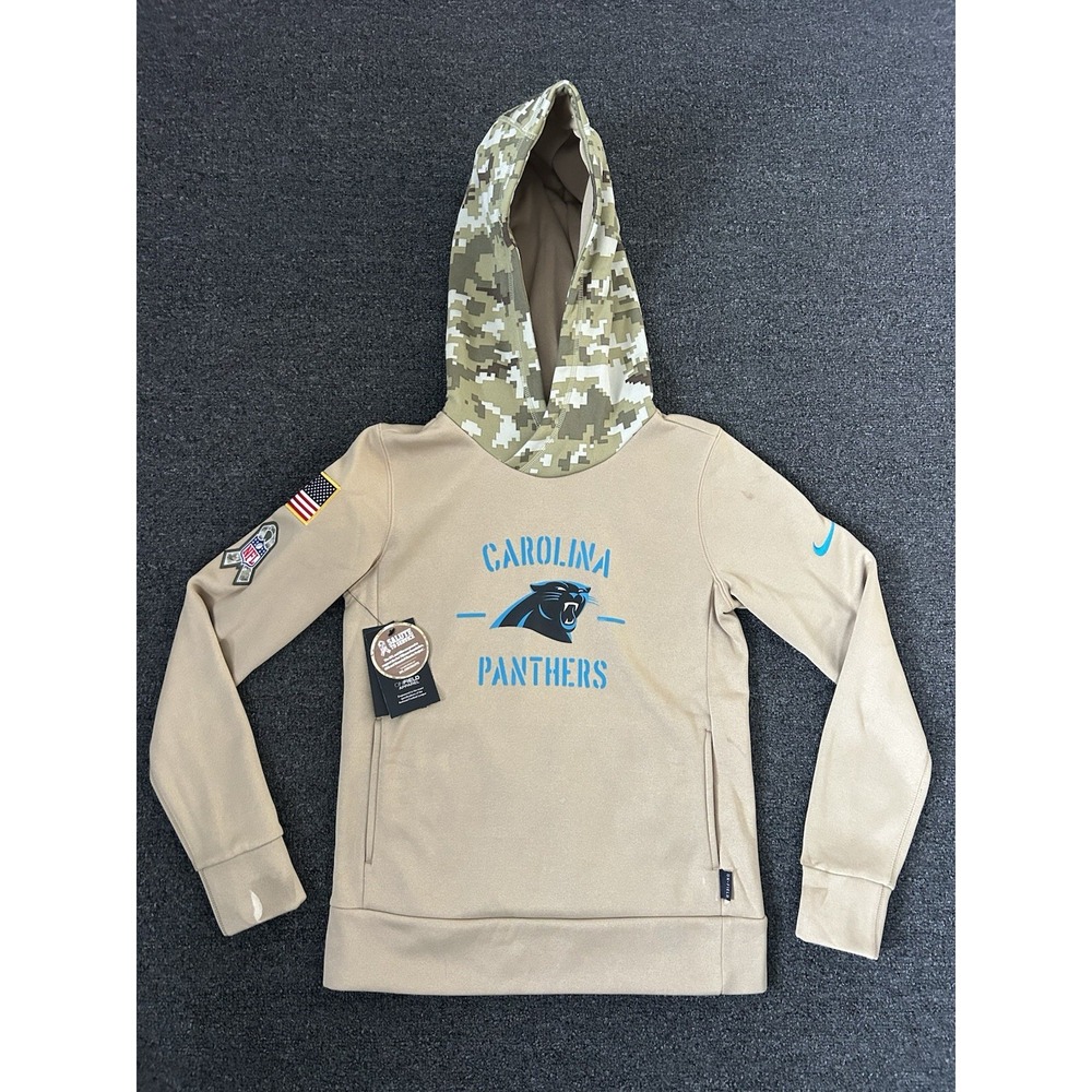 Nike Carolina Panthers Salute To Service Hoodie Biege/Camo Womens Size XS NWT